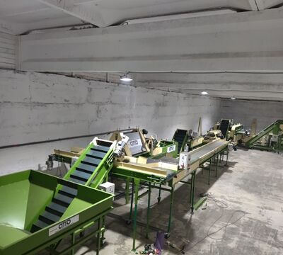 Линия мойки, полировки, сушки, сортировки, калибровки, фасовки овощей