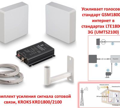 Продам комплект усиления сигнала сотовой связи, KROKS KRD1800/2100