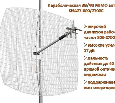 Продам параболическую 3G/4G MIMO антенну с усилением 27дБ, модель KNA2